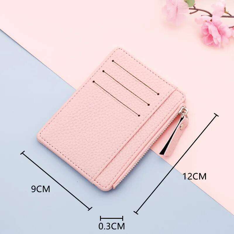 1 Pc ID Holders Slim Women Holder PU Leather Unisex Zipper Business Card Case Men Credit Mini Cards Wallet C260304