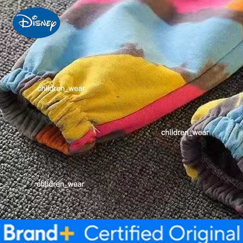 Disney Autumn Kid Girls Clothes Set Children Tie Dye Cartoon Sweatshirts Top And Pants Bottom 2 Pieces Suit Baby Long Sleeve Tracksuits H260305