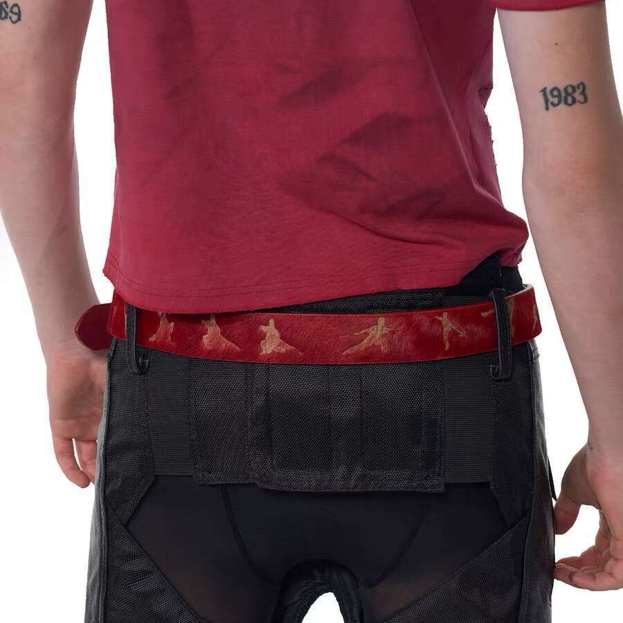 Martial Arts Burning Flower Figurine for Men Laser Engraved Double Dragon Metal Buckle Leather Belt Personalized Retro Decorative Waistband