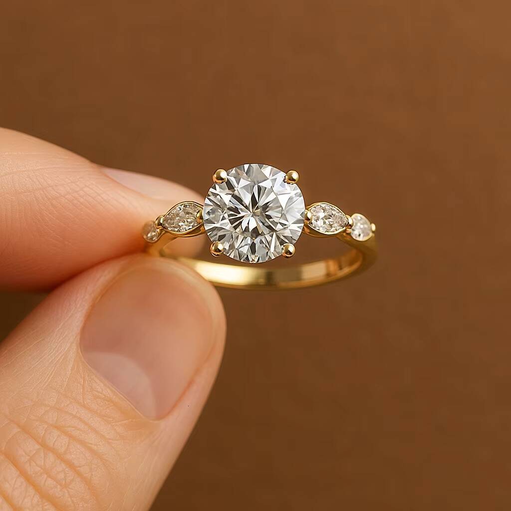 Custom Gia Igi Cvd HPHT 2CT Lab Grown Diamond 10K 14k 18k Solid Gold White Gold Rings Wedding Engagement Ring Jewelry for Women