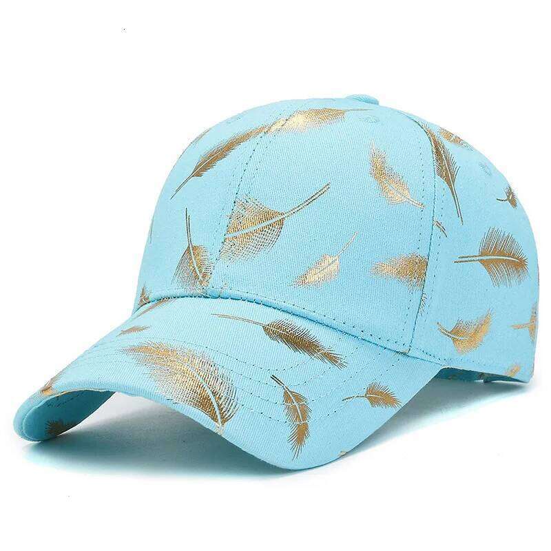 Golden feather printed youth baseball cap with adjustable outdoor casual sports sun protection and trendy duck tongue hat Y260304