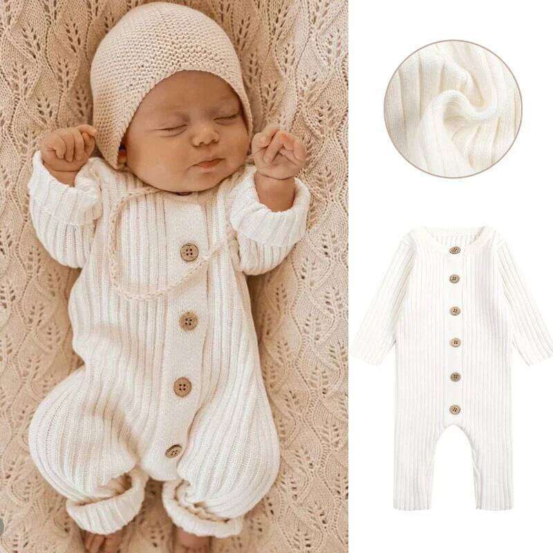 2025 New Infant Girls Knitted Jumpsuit Toddler Baby Girl Boys Long Sleeved Knitting Romper Children Clothes Z260304