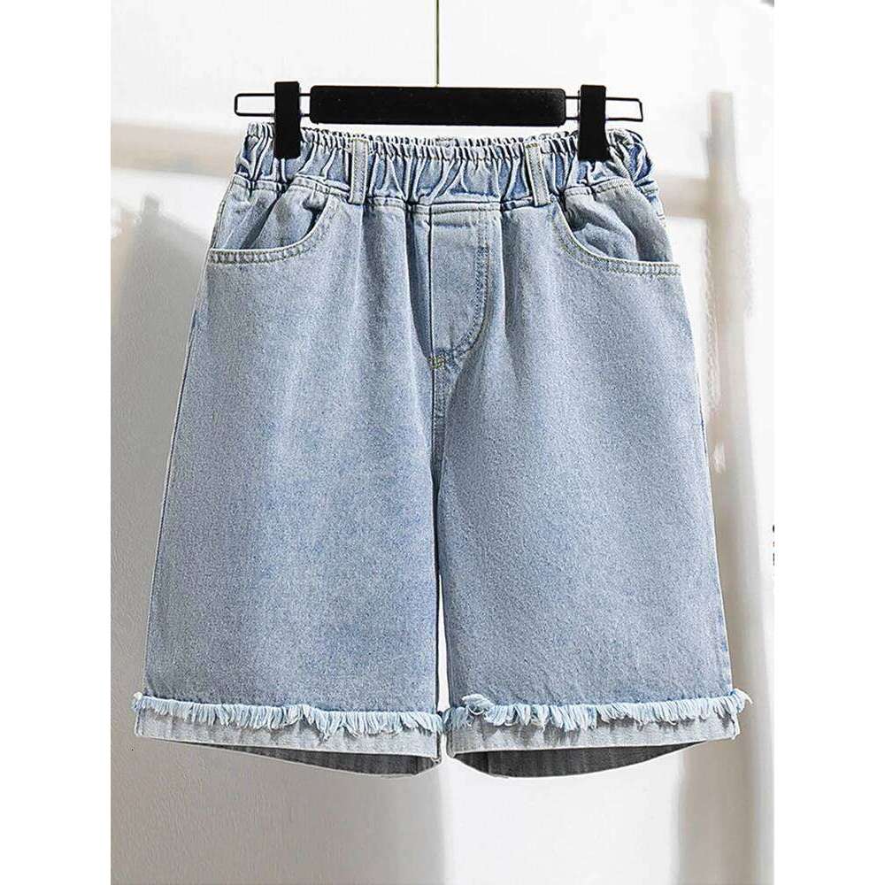 Bermuda Denim For Women 2024 Summer New Arrivals High Waisted Big Stretch Burrs Blue Color Loose Jeans Shorts Hot Sale XJ260305