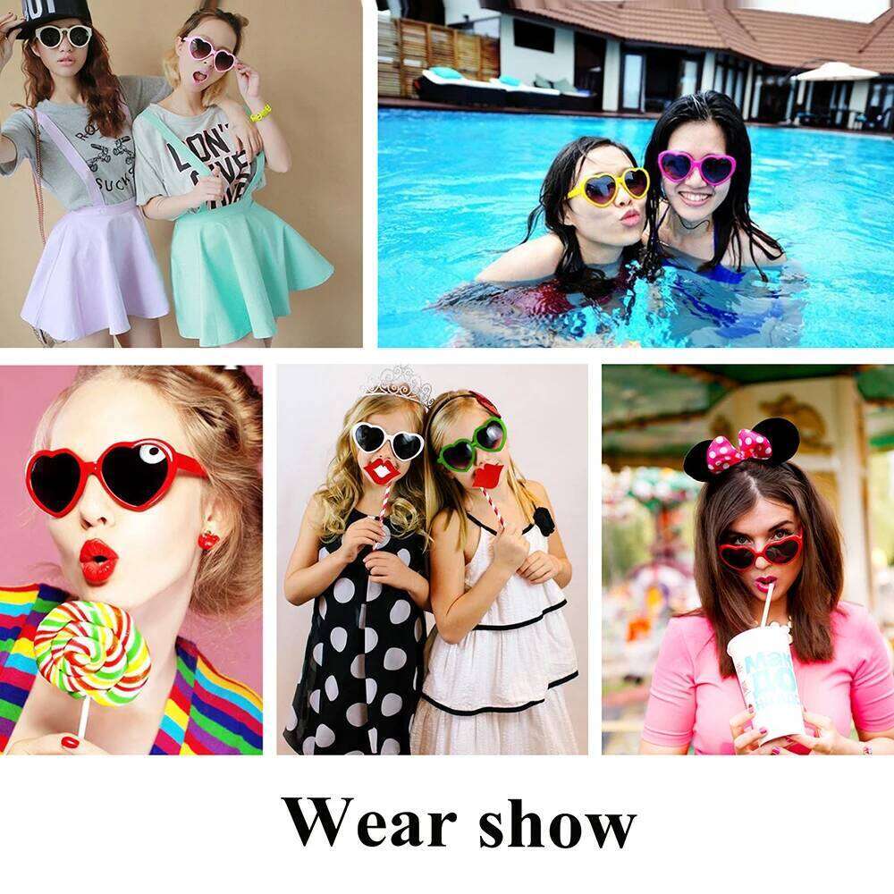 Lovatfirs 8 Pack Heart Sunglasses for Party Travel Women Men A total of 16 colors are available Z260305