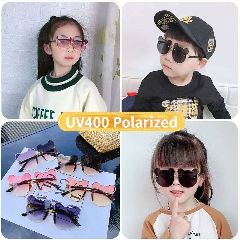 Children Cute Animal Cartoon Vintage Rimless Polarized Boy Girl Outdoor Sun Protection Glasses Kids UV400 Sunglasses Z260305