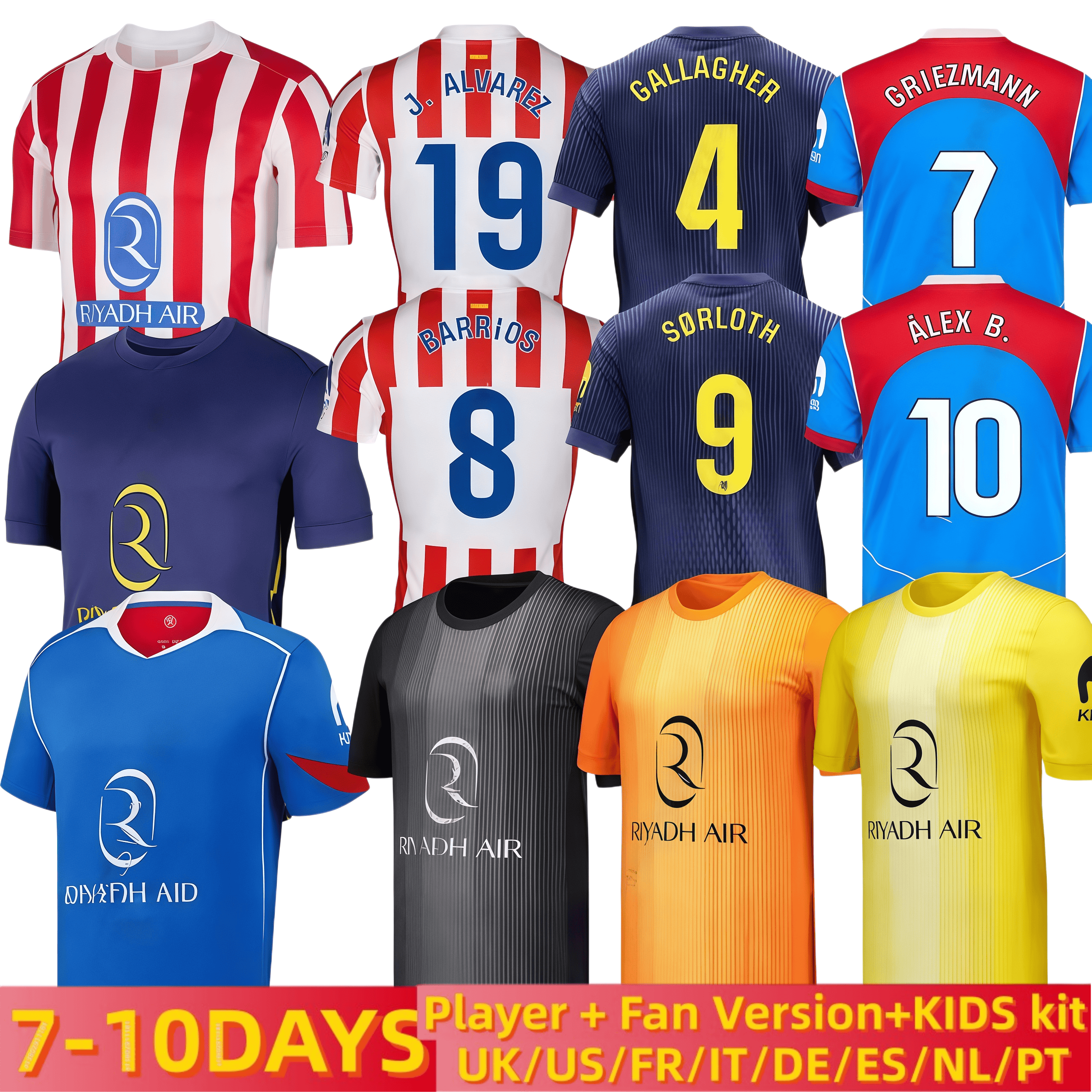 25 26 Atleticos de madrid #19 J. ALVAREZ GRIEZMANN XXXL 4XL Soccer Jerseys ALEX B. Sorloth ALMADA GALLAGHER KOKE SAUL camiseta 2025 football shirt men kids kit uniforms