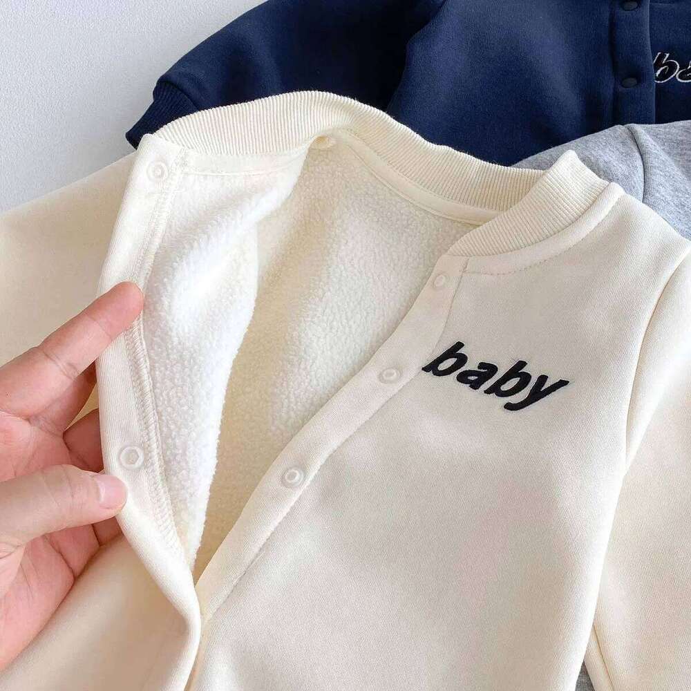 Autumn Jumpsuit, 2025 New Korean Version Children's Clothing, Baby Hoodie with Fleece, Newborn Clothes Z260304