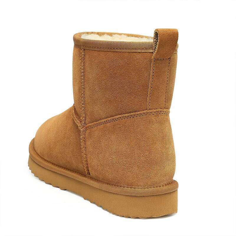 Kidmi New Genuine Suede Mini for Women Winter Warm Fuzzy Comfort with Fur Lined Outdoor Womens Snow Boots