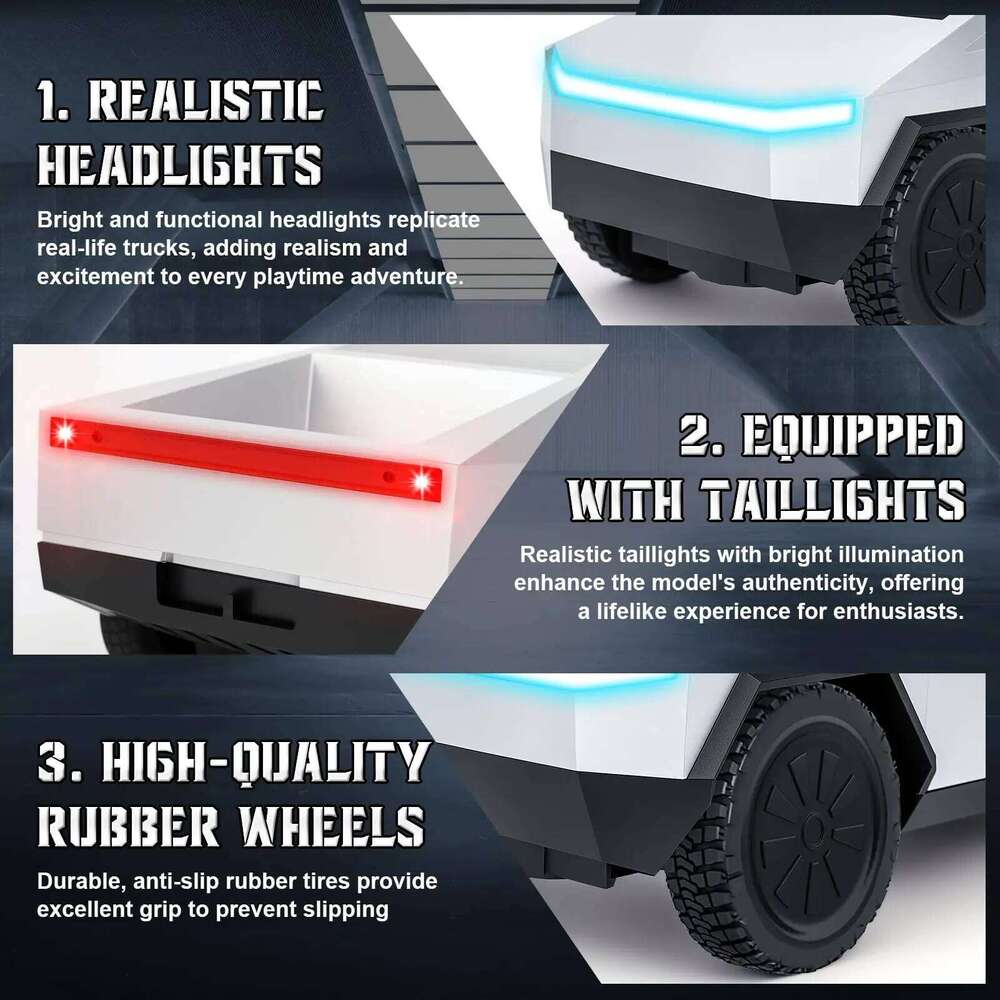 1:24 Cyber Pickup 4WD Off-Road Car, 27MHz Wireless Remote Control with LED Lights, Rechargeable, Children's Toy G Z260304