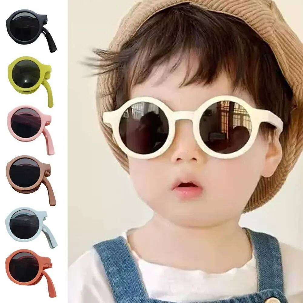 Candy Children's Foldable Design Round Frame Stylish Sunglasses Macaron Colored Sun Protection Z260305