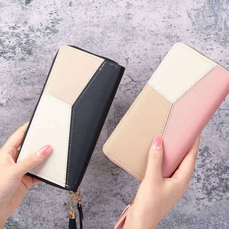 Fashion Zipper Ladies Long Tote Bag Coin Card Holder PU Leather Wallet C260304