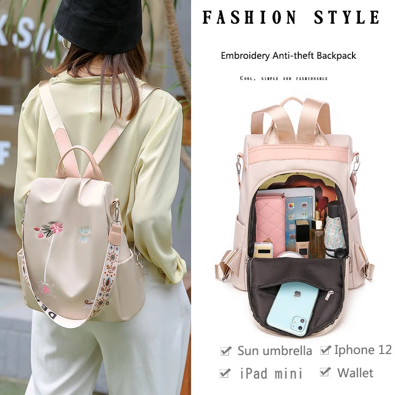 2024 Waterproof Oxford Women Backpack Fashion Anti-theft Women Backpacks Print School Bag High Quality Large Capacity Backpack260228ww