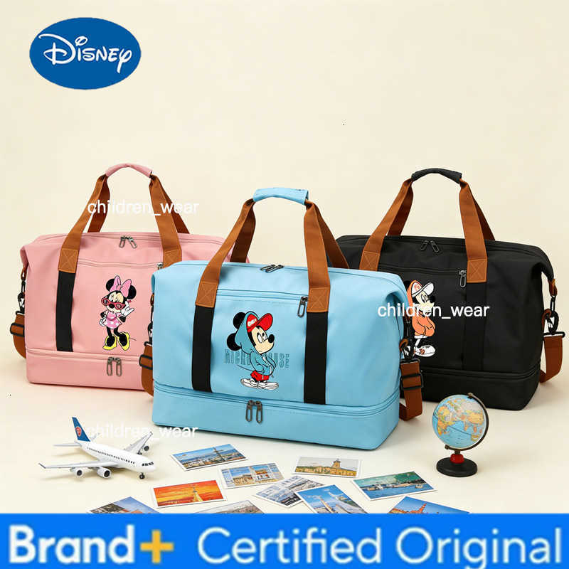 Disney Mickey Travel Bags for Women Large Capacity Mens Sports Bag Waterproof Female Messenger Bag Dry Wet Dropshipping Handbag H260305
