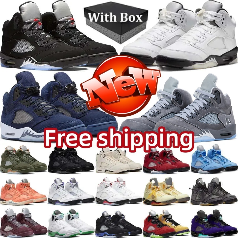 Free shipping With box Designer 5s basketball shoes for men women Black Cat Military Sail Thunder White Oreo Cool Grey Varsity Red Bred Sneakers Blue University