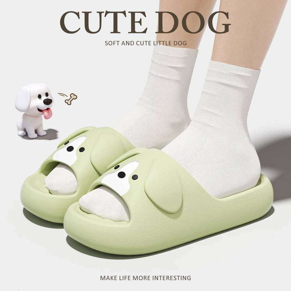 Soft EVA Indoor Bathroom Slippers For Women Men Summer House Shoes Light Weight Cute Cartoon Dog Couples Home Beach Slides