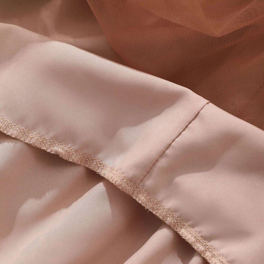 Girls' long sleeved lapel solid color mesh dress with woven waistband Z260304