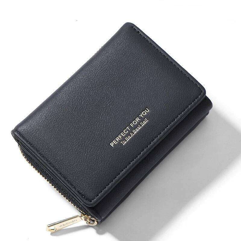 New Fashion Short Women Multifunctional Simple Folding Multi-card Slot Card Bag Zipper Coin Purse Ladies PU Wallet C260304