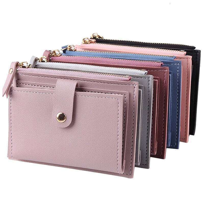 Women PU Leather Female Purse Mini Solid Multi-Cards Holder Coin Short Wallets Slim Small Wallet Zipper Hasp C260304