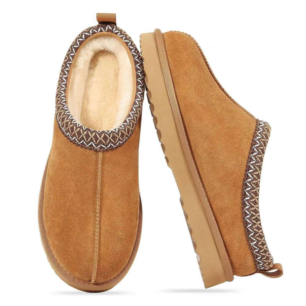 KIDMI New Genuine Women's Fuzzy Suede Fluffy Winter Soft Warm Nonslip Plush Shoes Home Cotton Slippers Men