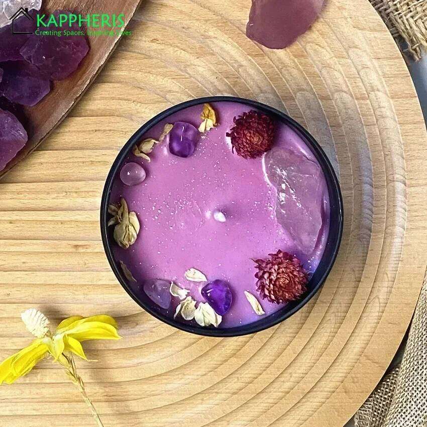 8OZ Candle Wholesale Tin Vanilla Scented in Jars Real Herb Glass Candles Home Decor Pink Lily W260304 W260305