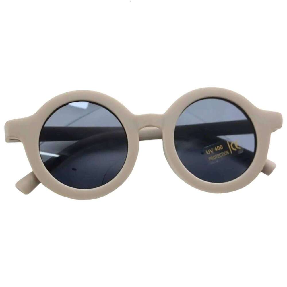 Retro Round Kids Sunglasses Flexible PC Resin Glasses for Children Sun Protection Outdoor Use Z260305