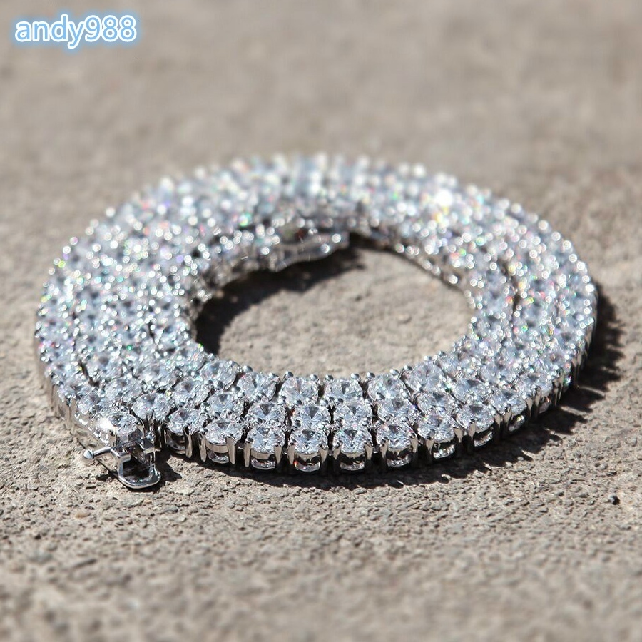 High-grade Custom Mossinate Diamond Chain S925 Sterling Silver Iced Out D Color VVS 3mm Moissanite Tennis Necklace