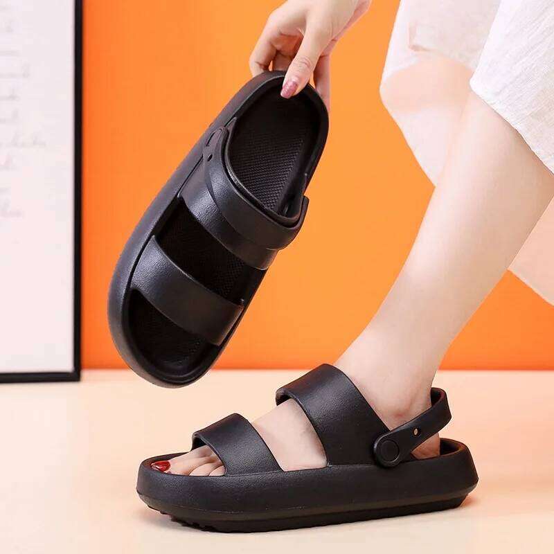 Kidmi Summer Women Couple Slippers Non-slip Breathability Thick Home Womens Shoes Outdoor Soft Sole Sandals