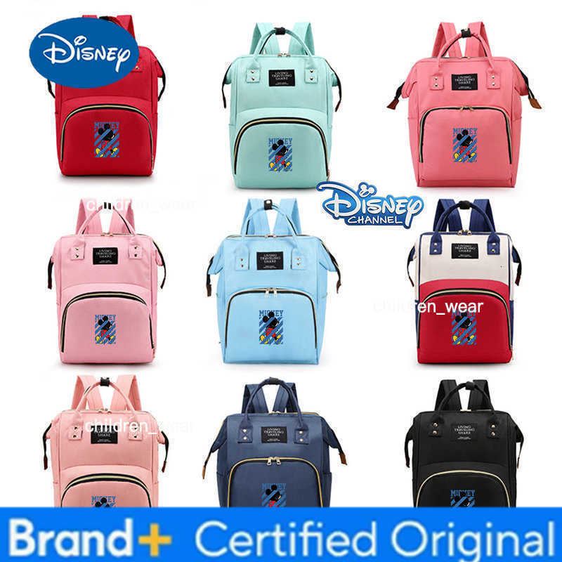 Disney Waterproof Mickey Mouse Mummy Bag Diaper Backpack Merchandise Fashionable Lightweight for Travel Shopping Daily Use H260305