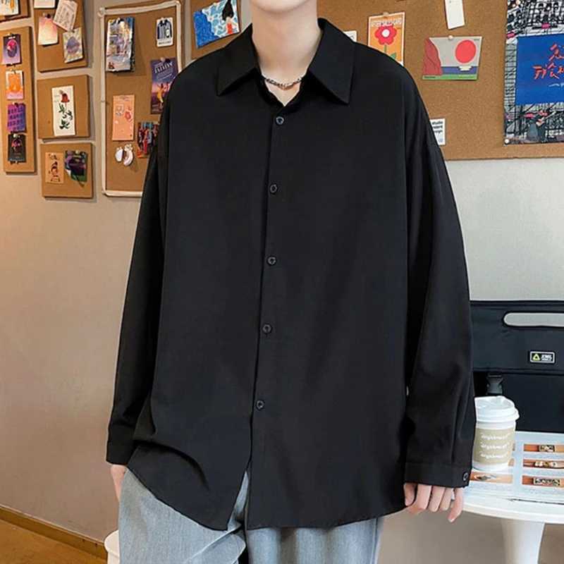 Young Style Korean Street Casual Shirts Fashion Office Lady Loose Solid Spring Summer Thin Simplicity Mens Clothing Handsome M260305