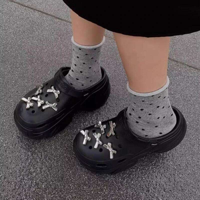 DIY Bow Knot Platform Clogs For Women Indoor Street Slippers Thick Sole Mixed Colors Home Beach Shoes Female Fashion Sandals