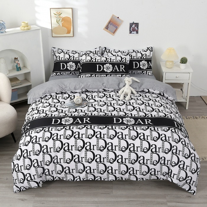 Thickened brushed four-piece for single students in dormitories, simple three-piece set with bed sheet and duvet cover, gift bedding wholesale 1