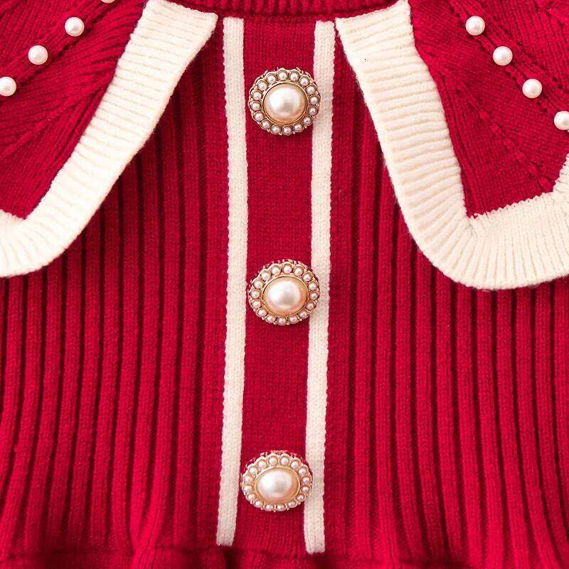 90-150cm Girls' Spring and Autumn New Style Children's Baby Princess Knitted Fashion Sweater Dress Z260304