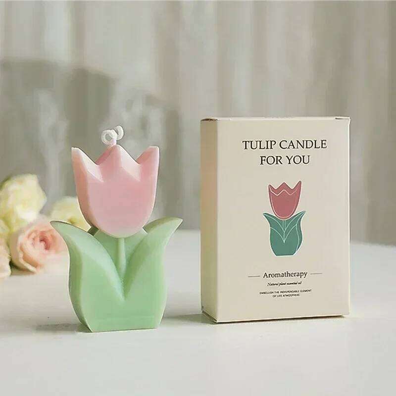 Exquisite Tulip Scented Candles - Ideal Wedding Favors, Luxurious Home Ambiance, and Felt Birthday Gifts for Women W260304 W260305