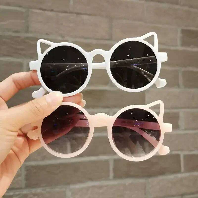 Fashion Cateye Children Cat Ear Shaped Brand Lovely Baby Sunglasses Ultraviolet-proof Round Eyeglass for Kid Z260305