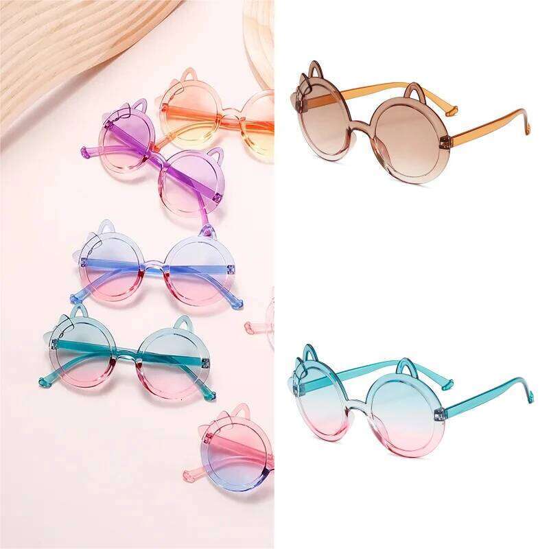 Travel Sunglasses Cartoon Kitten Eyeglassess for Boy Girl Children Rimless Casual Sun Glasses 2025 UV400 Z260305