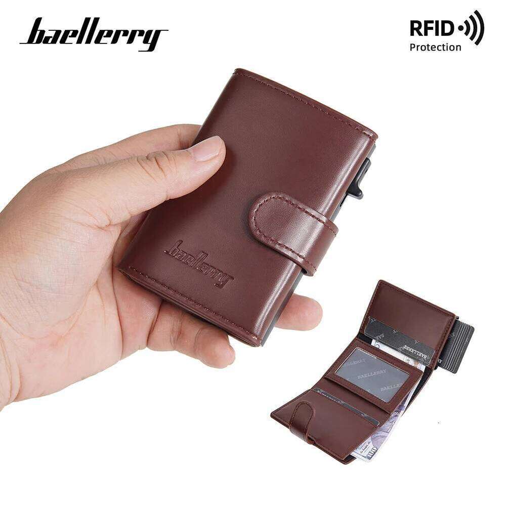Aluminum Card Holder for Men with Auto Pop-Up Slide Button, RFID Blocking Metal Wallet Anti-Scratch C260304