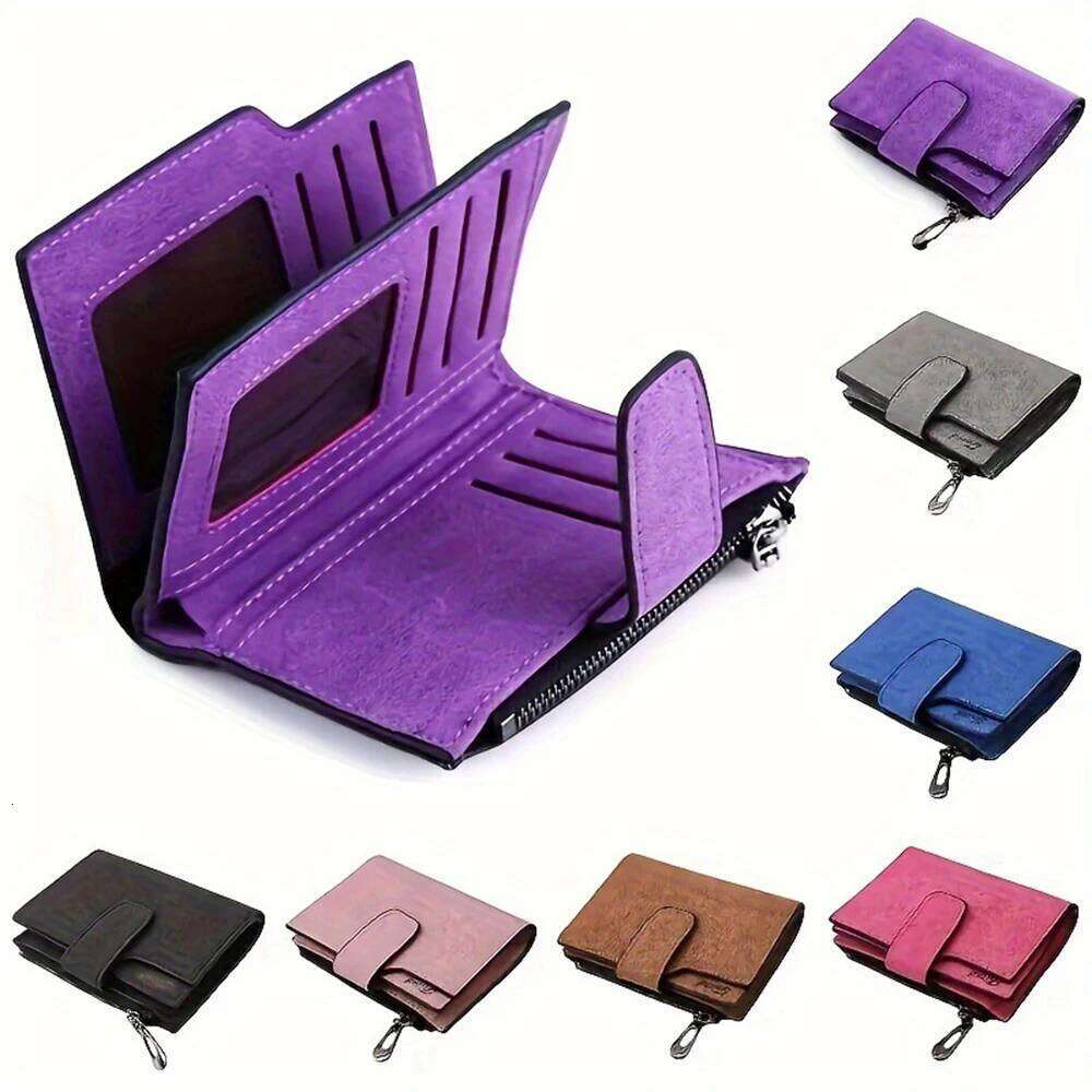 Women Short Wallets PU Leather Fashion Casual Female Mini Hasp Solid Multi-Card Holder Coin Purse Slim Small Zipper Wallet C260304