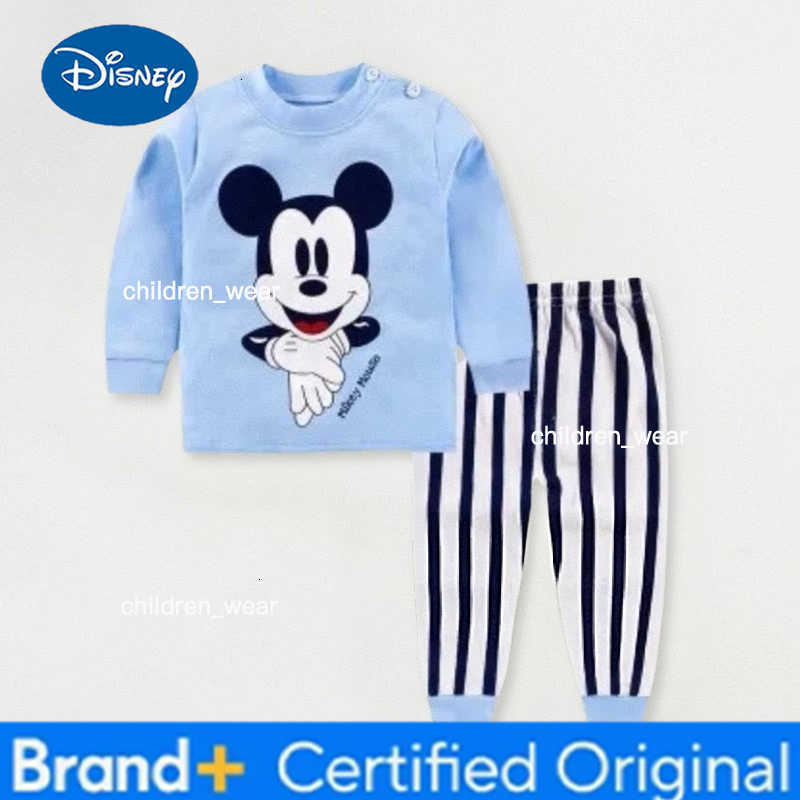 Disney 0-4 Age Baby Underwear Suit Printed Cartoon Cute Minnie Girls Long Sleeved Set Pajamas Autumn Clothing Kids Home Clothes Outfits H260305