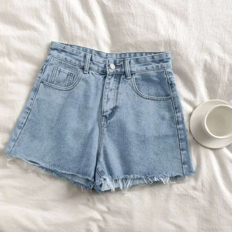Women's High Waist Distressed Denim - Summer A-Line Loose Fit Raw Hem Casual Shorts for Trendy Street Style XJ260305