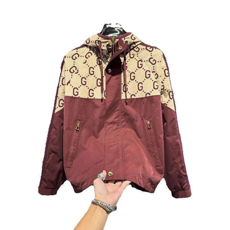 Men's High-End Patchwork Letter Print Casual Jacket, 2025 New Spring And Autumn Trendy Brand Thin Light Luxury Hooded Jacket