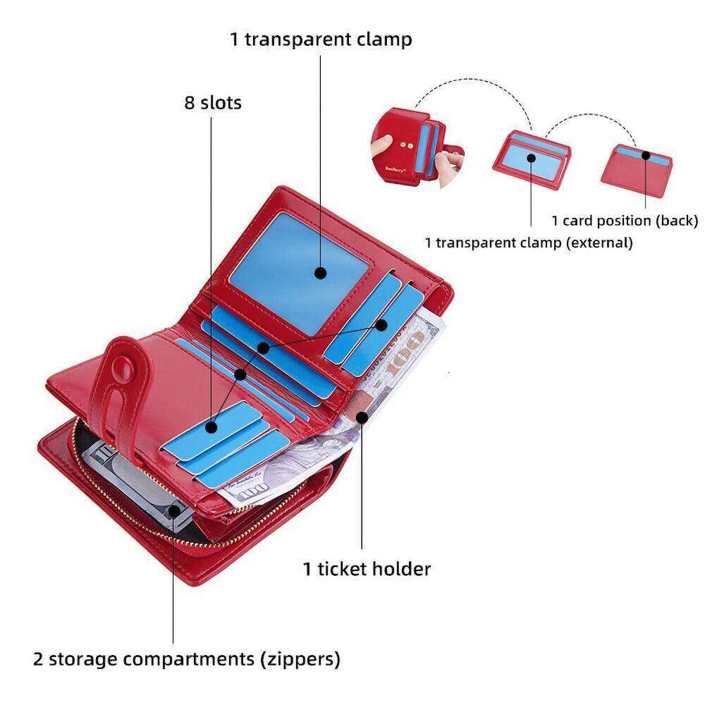 Women's Oiled Waxed Leather Wallet - Buckle Closure, Vertical Zipper Coin Pocket & 6 Card Slots Heritage Design C260304