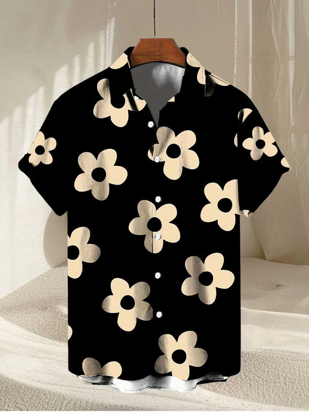 Flower 3D Printed Hawaiian Shirt Summer Beach Vacation Casual Mens Short Sleeve Tops Daily Fashion Loose Oversized Lapel Shirt M260305