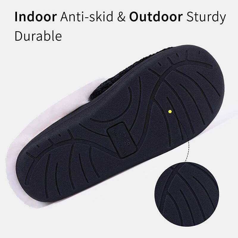 Kidmi Winter Plush House For Women's Comfy Wool-Like Lining With Memory Foam Indoor Fuzzy Warm Slippers