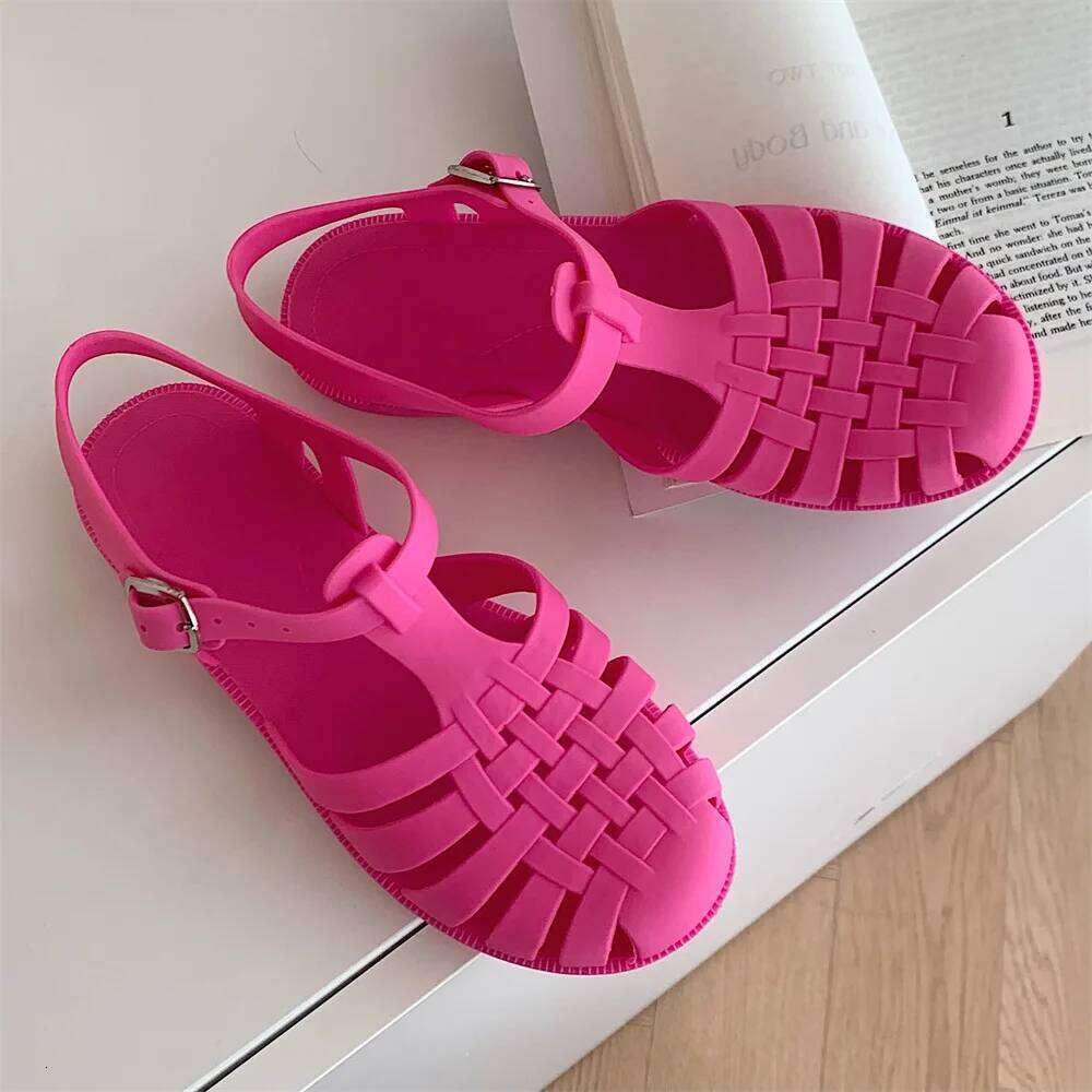 Women Rome Cut-out Gladiator Style Summer Shoes Soft PVC Peep Toe Girls Student Street Outdoor Sandals