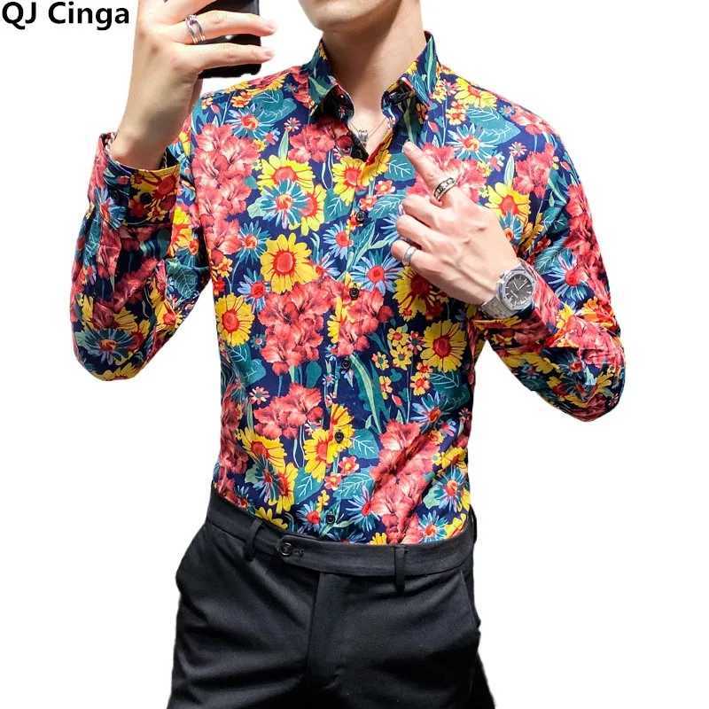 2026 New Mens Lapel Printed Shirt Single Breasted Long Sleeved Slim Cotton Shirts Hawaiian Beach Top Camisa Asian Sizes 5XL M260305