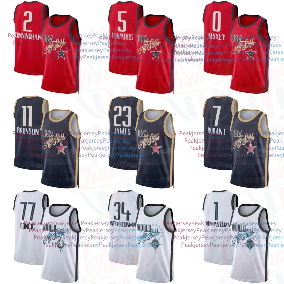 Personalized Custom 2026 All-Star GAME Basketball Jersey Doncic LeBron James Jalen Brunson Stephen Curry Jaylen Brown Tyrese Maxey Jalen Johnson Anthony Edwards5