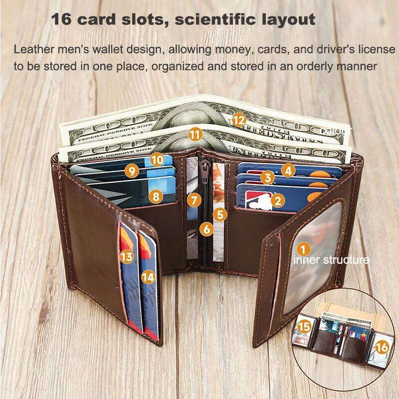 Geestock High Quality Men's Leather Short Wallet Retro Multifunctional Coin Purse Business Style Multi Card Holder Storage Clip C260304