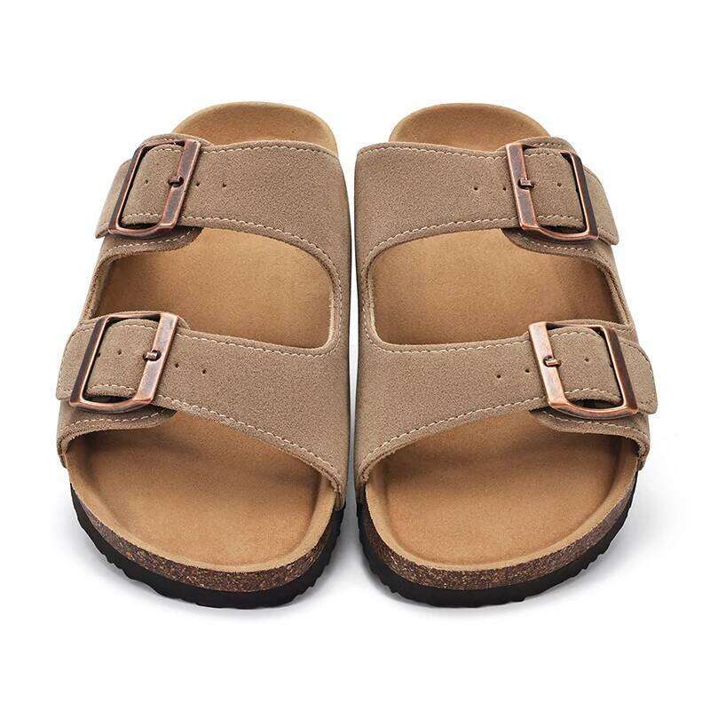 Kidmi Womens Mens Cushion Outdoor Adjustable Buckle Cork Footbed Slides for Sandals with Comfor Arch Support