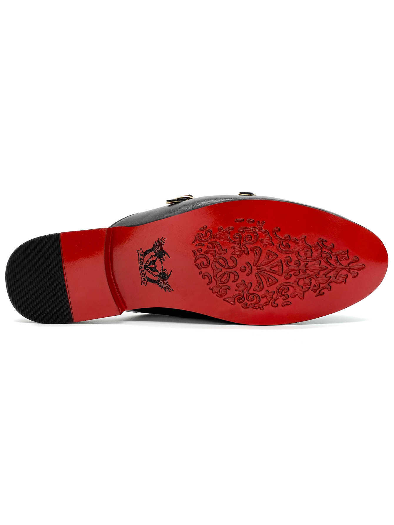 Dress Shoes Shallow Flat-bottomed Cut Shoes Sandals Mid Black And Red Men Shoes Leather Slippers Red Bottom Flat-bottomed Heels