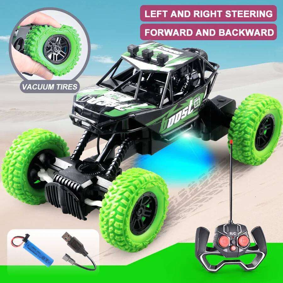 Remote Control Toy Car: Off-Road Climbing, 27MHz 4-Way, Rubber Wheels, Rechargeable, Flashing Lights Z260304